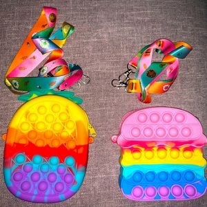 Girl’s Pop it Fidget Pineapple and Hamburger Rainbow Purses